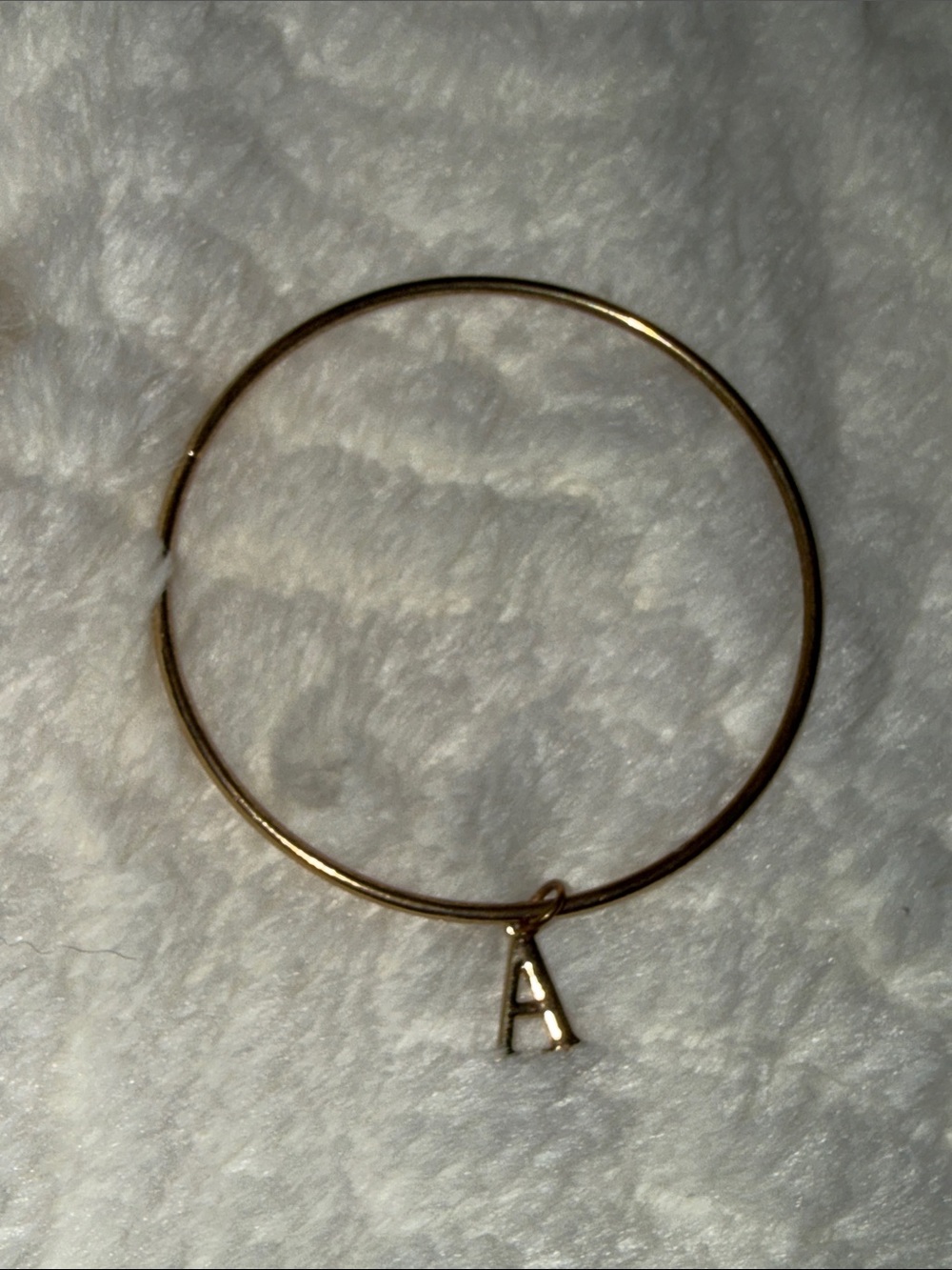 Gold Initial 'A' Charm Bangle Bracelet